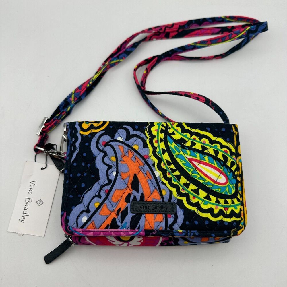 Vera Bradley RFID 3 in‎ 1 Wallet Crossbody Bag Wristlet Twilight Paisley NWT